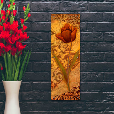 Art mural en verre épique «Red Tulip Two» par Viv Eisner