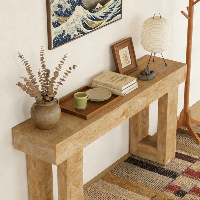 Console en bois pour canapé d'entrée, Naturel