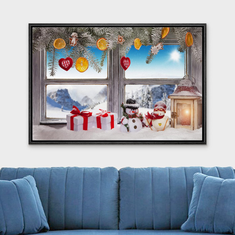 Célébration de Noël, impression, H 16 po x l 24 po, Cadre flottant noir