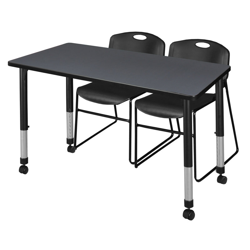 Table de formation réglable en hauteur Kee, H 34 po x L 48 po x l 24 po, Gris / noir