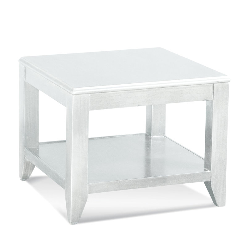 Elements Solid Wood End Table, Frost White