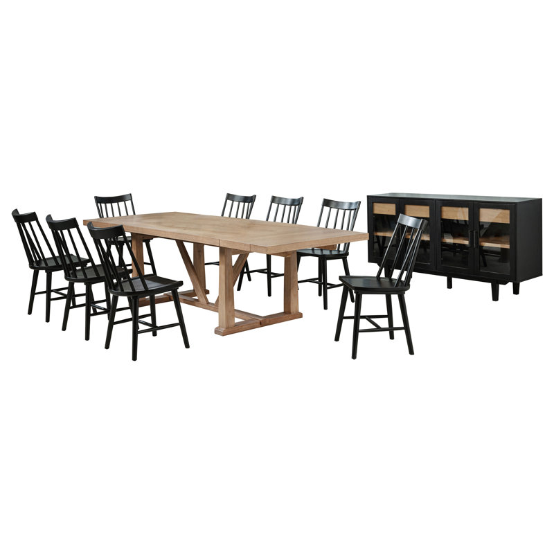 Brodeur 10-piece Extension Leaf Dining Set Brown and Black, Black