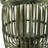 Green Bamboo Lantern With Glass Insert, Slatted Frame And Handle, 17 Inch