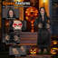 Figurine animée d'Halloween animatronique squelette animée assise d'Halloween avec yeux illuminés