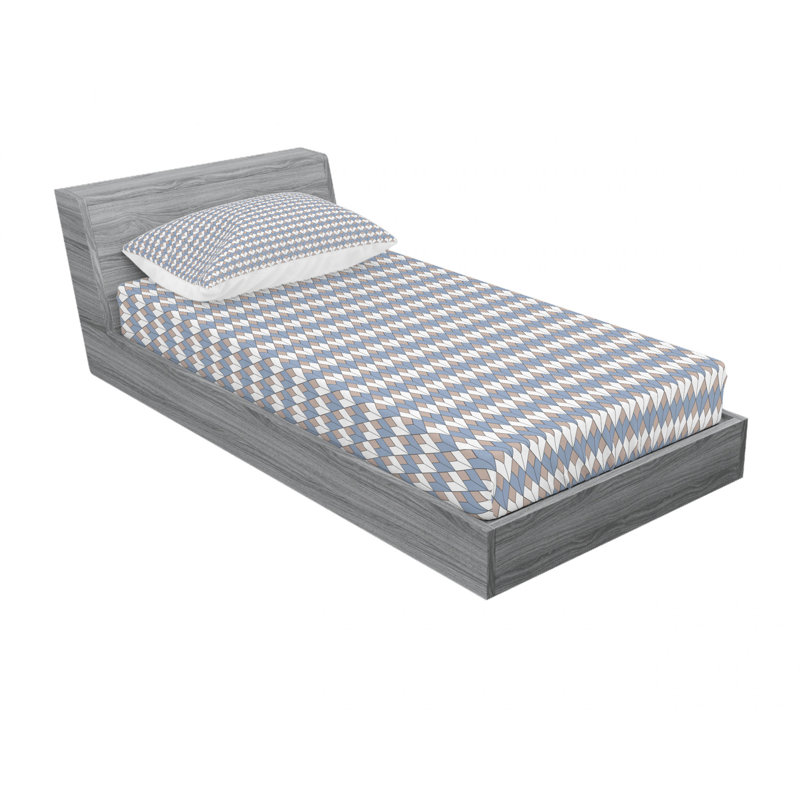 Microfiber Geometric Sheet Set, Twin Sheet Set with Fitted Sheet