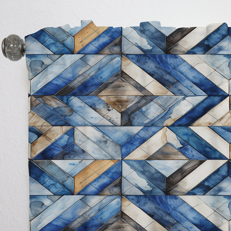 Rustic Cobalt Lattices Elegance I - Rideau abstrait - Rideau géométrique obscurcissant - 1 panneau, L 52 po x L 108 po