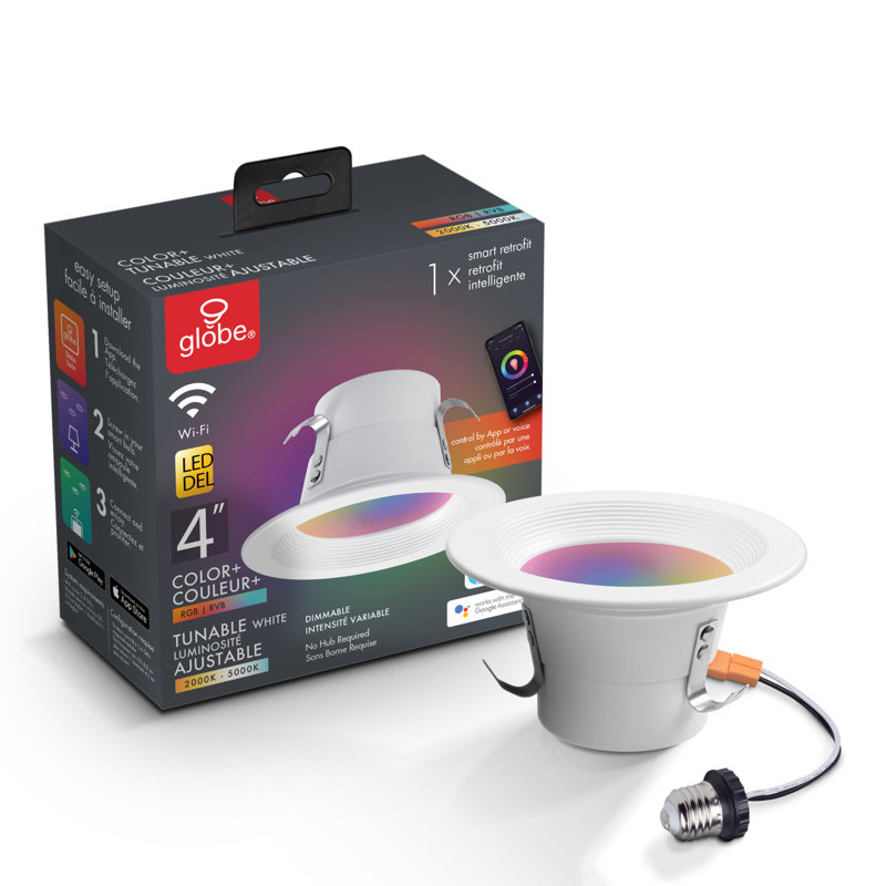 Smart 4'' Aluminum LED Globe Recessed Light Kit with Voice Control