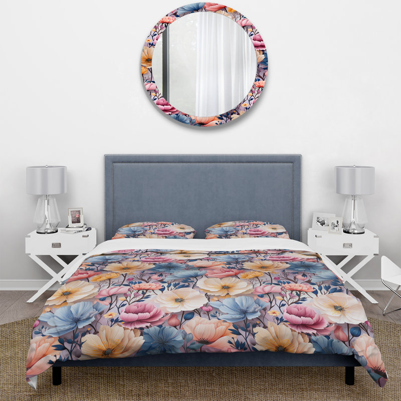Ensemble de housse de couette multicolore Watercolor Wonderland, Housse de couette pour très grand lit et 2 très