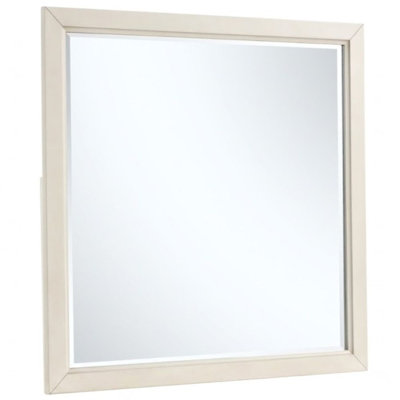 Miroir carré transitionnel blanc Aatythod, 95 cm x 95 cm, encadré de bois