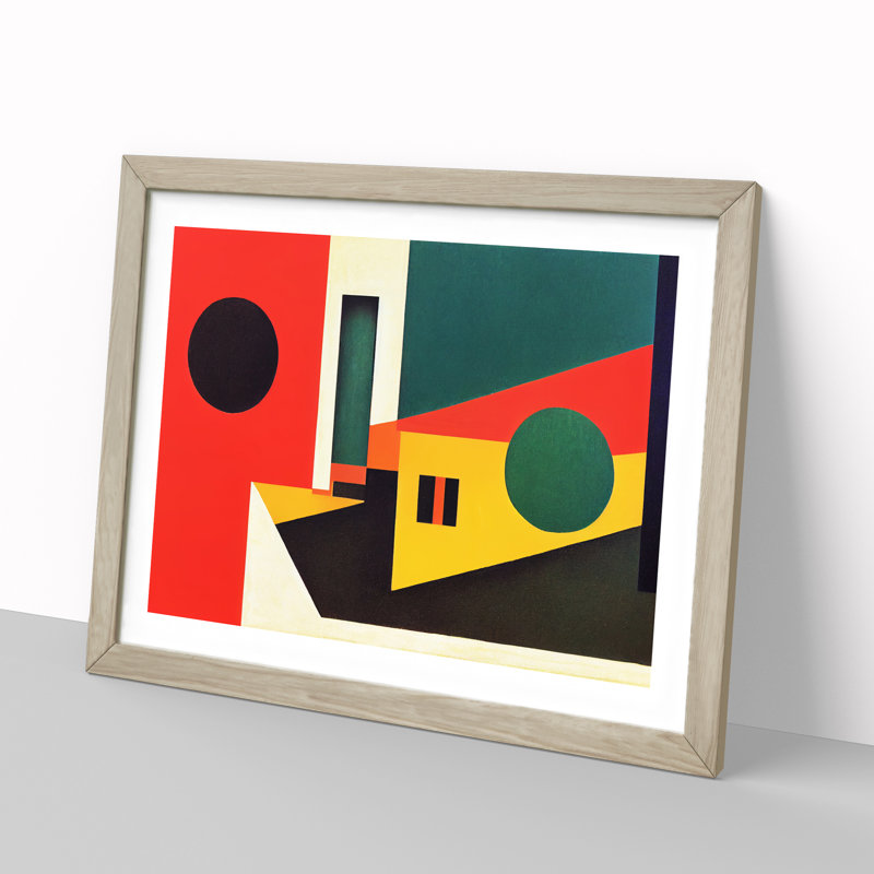 XH1022-7619X Scandinavian Abstract Vol.1 1 Piece Single Picture Frame Painting, 34cm H x 46cm W x 2cm D, Oak
