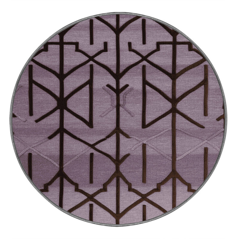 Machine Washable Trellis Pink Area Rug, Round 7'