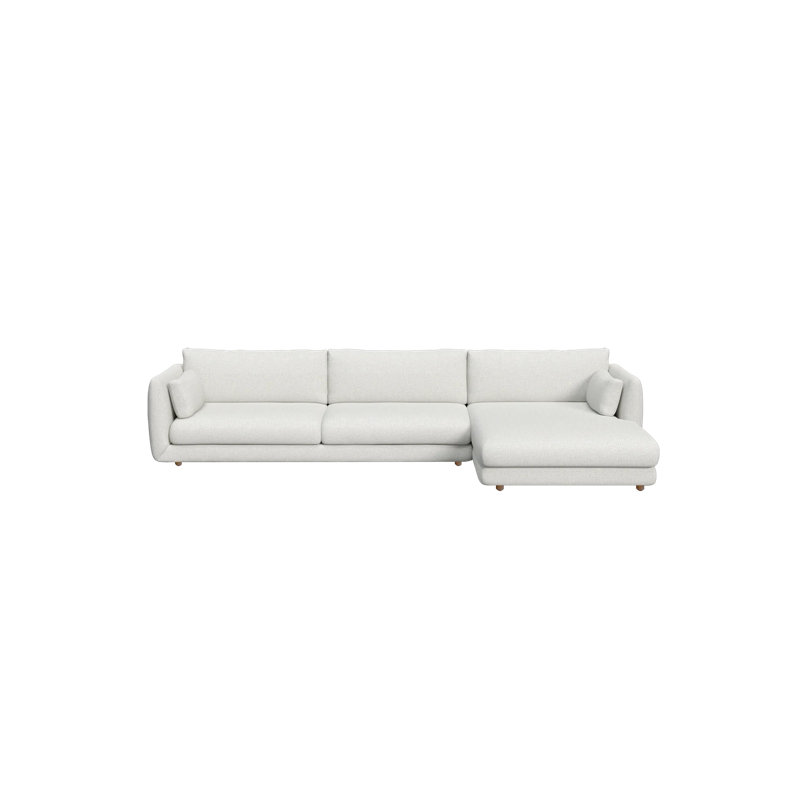 Bloom 2-Seater Sofa W/Chaise Lounge Right & Teak Legs, Light Gray Cane-line Ambience, 31.2" H x 143.4" W x 67" D