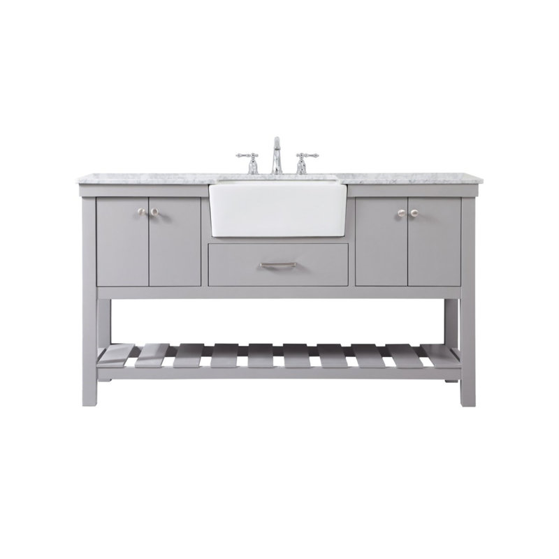 Pelaghia 60'' Single Bathroom Vanity with Marble Top, Gray