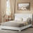 Boucle Bed Frame,Upholstered Bed Frame With Headboard, Surface Cover Soft Cloud Bed Frame Easy Assembly, No Box Spring Required-1804579946-1804579945