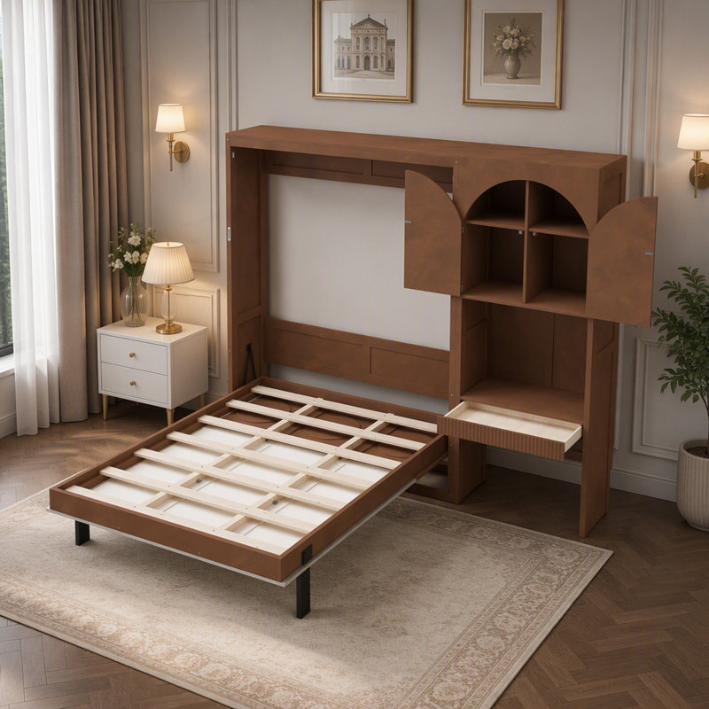 Bed, Beige, noyer