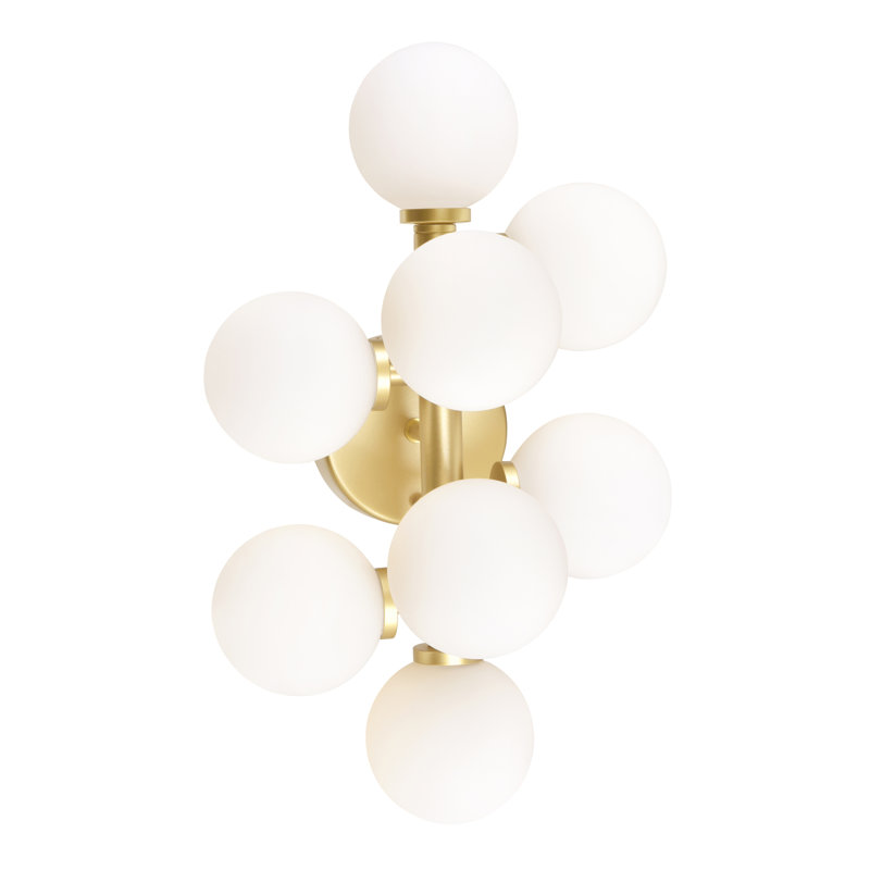 Applique murale 18 po pour chambre à coucher, salle de bain, couloir - Design moderne 8 lumières avec base d'ampoule G9 - Compatible avec DEL, sphères en verre givré - Certifié BACL