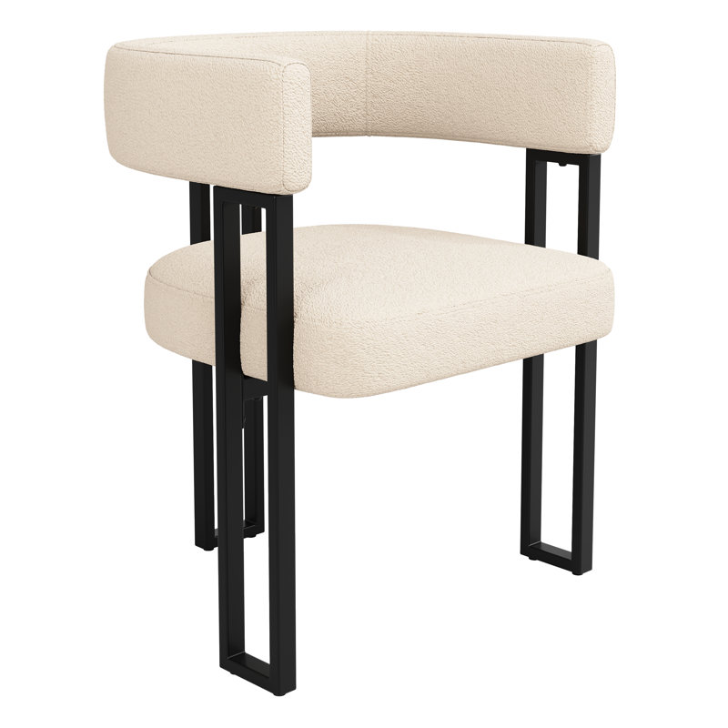 48cm H Upholstered Metal Armchair in Beige, Beige
