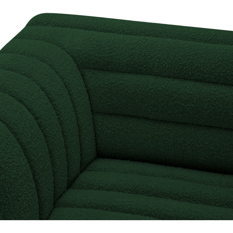 Iyon Upholstered L-Shaped Sectional Symmetrical, Green Boucle Fabric