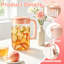 2 Pack 1 Gallon Plastic Straining Pitcher with Lid - Large Water Pitcher with Handle and Measurements for Cold Drinks and Iced Tea - Pink, Yellow