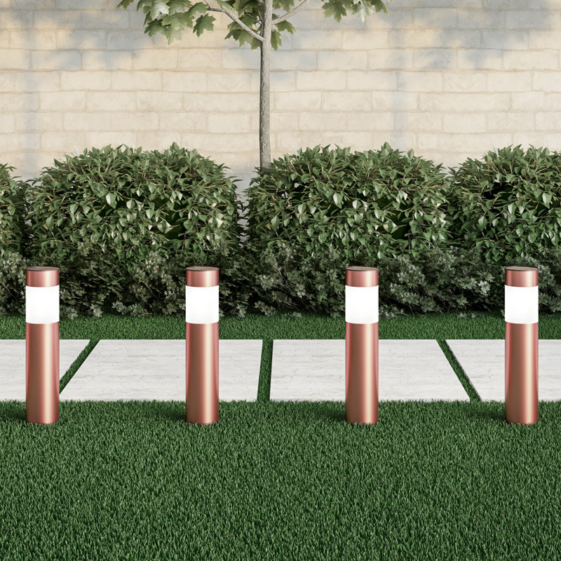 Solar Lights Outdoor Waterproof 6- 15” Stainless Steel Bollard Solar Pathway Lights - Solar Stake Lights Outdoor Solar Lights for Yard, Drive, Path or Landscape Lighting by Pure Garden