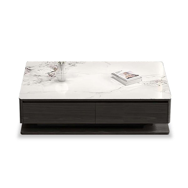 Table basse rectangulaire en bois manufacturé noir, H 16,93 po x L 51,18 po x l 27,56 po