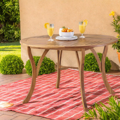 Table de patio résistante aux intempéries, bois d'acacia de qualité supérieure, finition rustique en teck pour une utilisation intérieure et extérieure