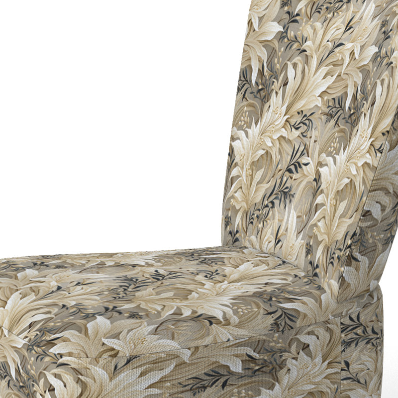 Chaise d'appoint rembourrée beige Driftwood Zen Tropical, Motif tropical zen de bois de grève II