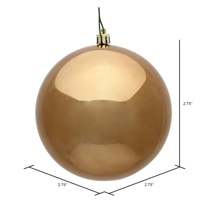 Décoration de boule décorative des Fêtes, H 2,75 po x l 2,75 po x P 2,75 po, Moka brillant