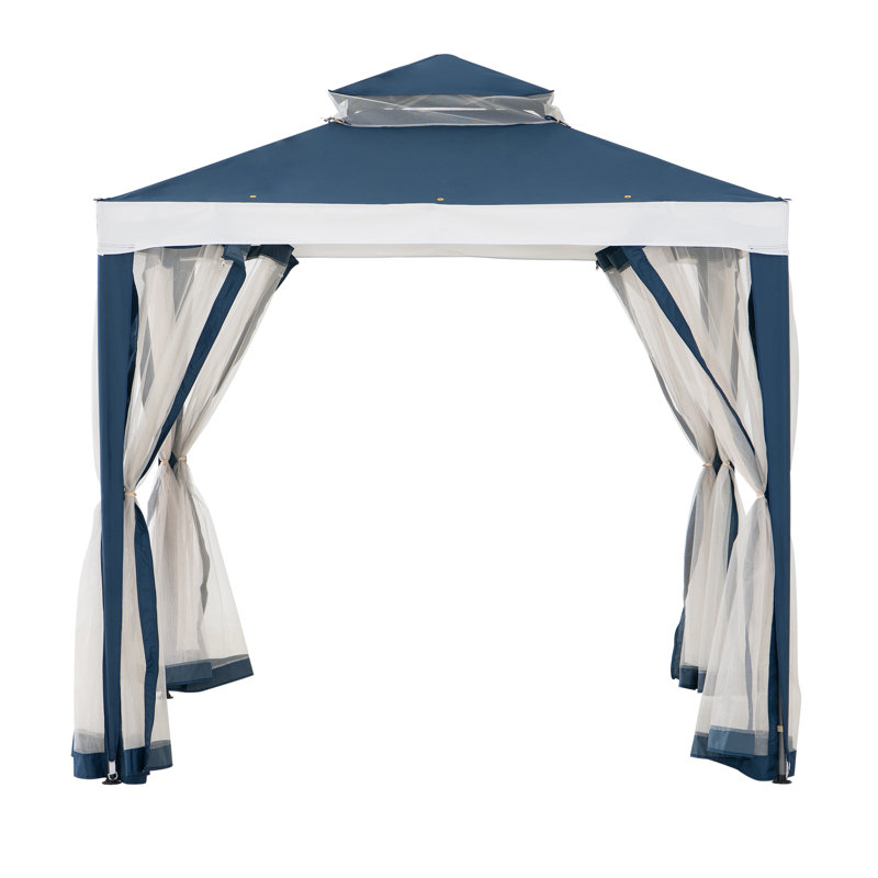 Pavillon de jardin à toit souple Sunjoy, Bleu / blanc, 8 pi x 8 pi