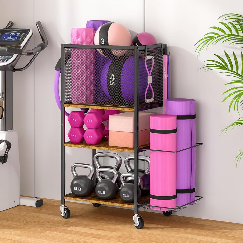 Support pour haltères, porte-tapis de yoga, support de rangement pour salle de sport à domicile