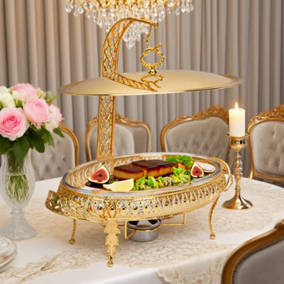 Oval Gold Glass Chafing Dish