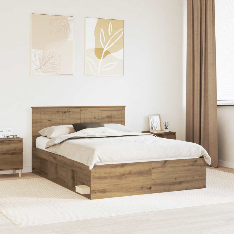 Solid Wood Bed, Artisian Oak, Double (4'6)