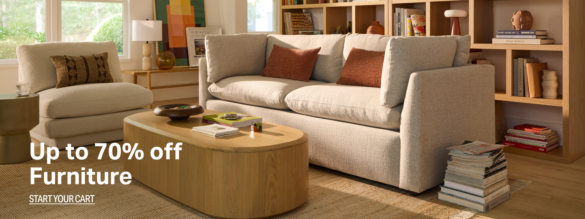 Up to 70% off furniture, start your cart.