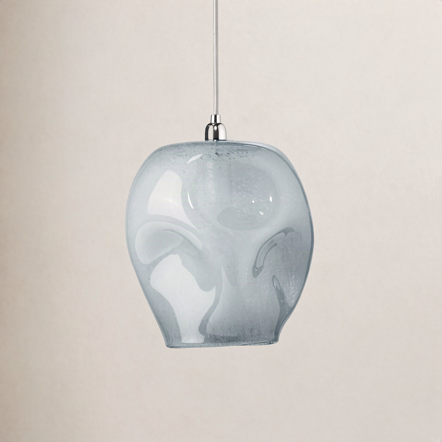 Tyndall Single Light Glass Dimmable Pendant, Cornflower Blue