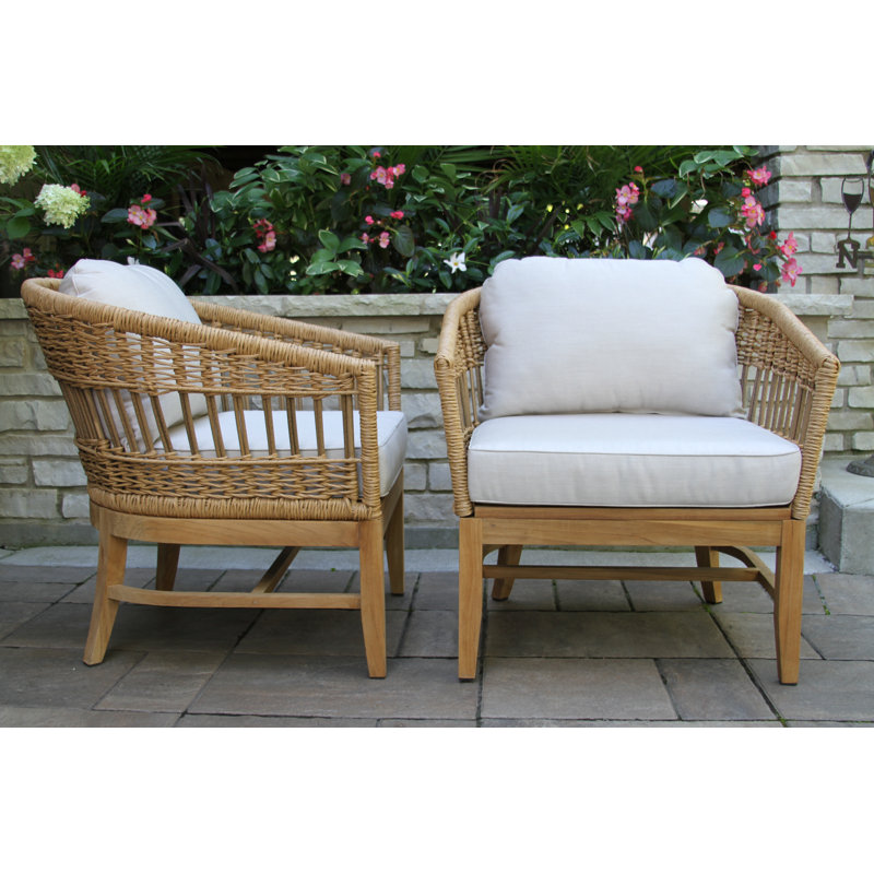 Chaise de patio en teck Dunkirk avec coussins Sunbrella