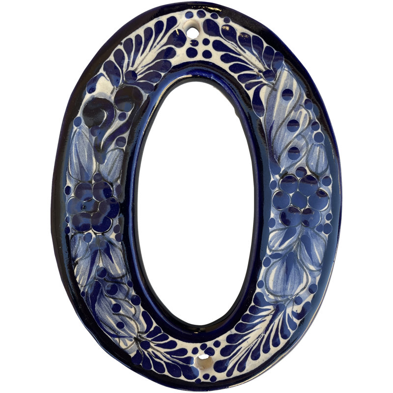 Mexican Majolica Rancho Tile Address House Number Zero