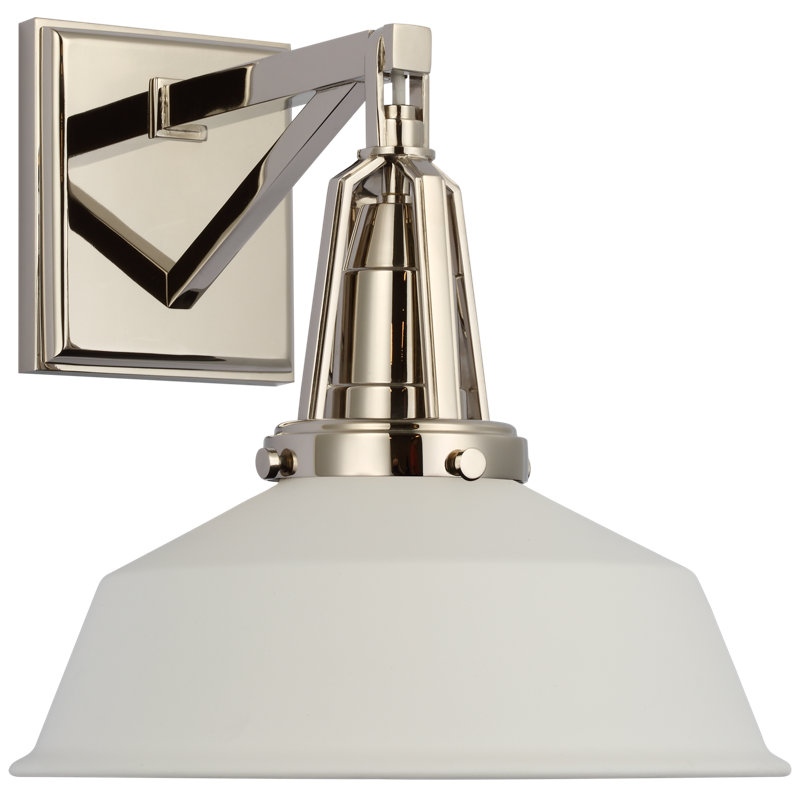 Chapman & Myers Layton 10" Sconce, White, Polished Nickel