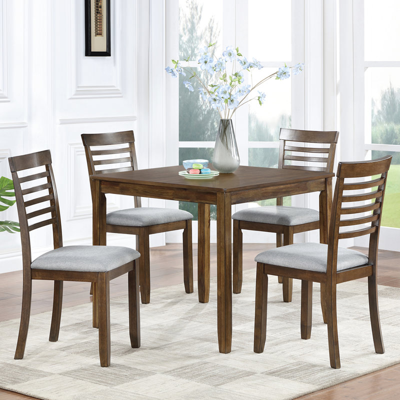 Table de salle à manger carrée en bois pour 4 personnes, noyer