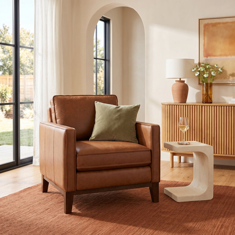 Cascades Leather Armchair, Chestnut Genuine Leather