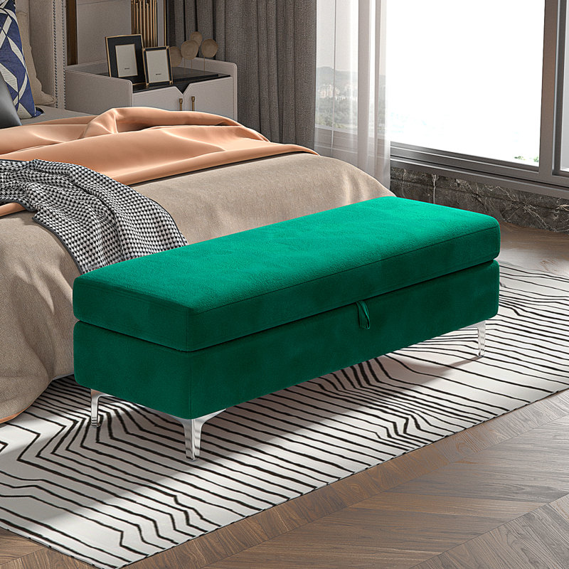 Banc de rangement rembourré Alliber, Vert