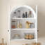 Armoire murale arquée, armoire de rangement murale en placage de bois avec portes en verre trempé, tablette réglable, quincaillerie de suspension facile incluse, armoire murale flottante décorative pour la salle de lavage-78415980