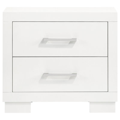 White Rectangular 2 - Drawer Nightstand With Metal Handles, Bedroom For Keeping Things Neat, Clean And Modern Aesthetic, 23H X 15D Inches Bar Pulls, Organizer, Classic Look, Solid Wood Blend, 15 Deep