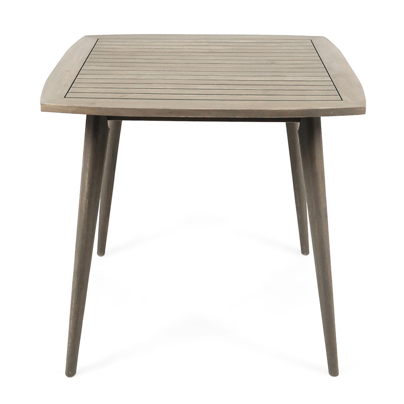 Table d'extérieur carrée en bois avec pieds droits, gris