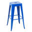 Tabourets de bar bleus en métal de 30 pouces à hauteur de comptoir sans dossier de 4, faciles à assembler, antirouille, idéaux pour et salle à manger détachables, espace, eau, stable