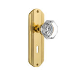 Clear Crystal Waldorf Interior Mortise Door Knob with Deco Long Plate