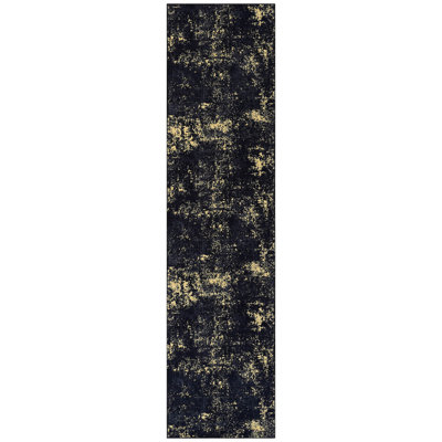 Washable Area Rug With Soft Material - Non-slip, For Living Room (black + Gold, 2'6'' X 10' Texture Room, Bedroom