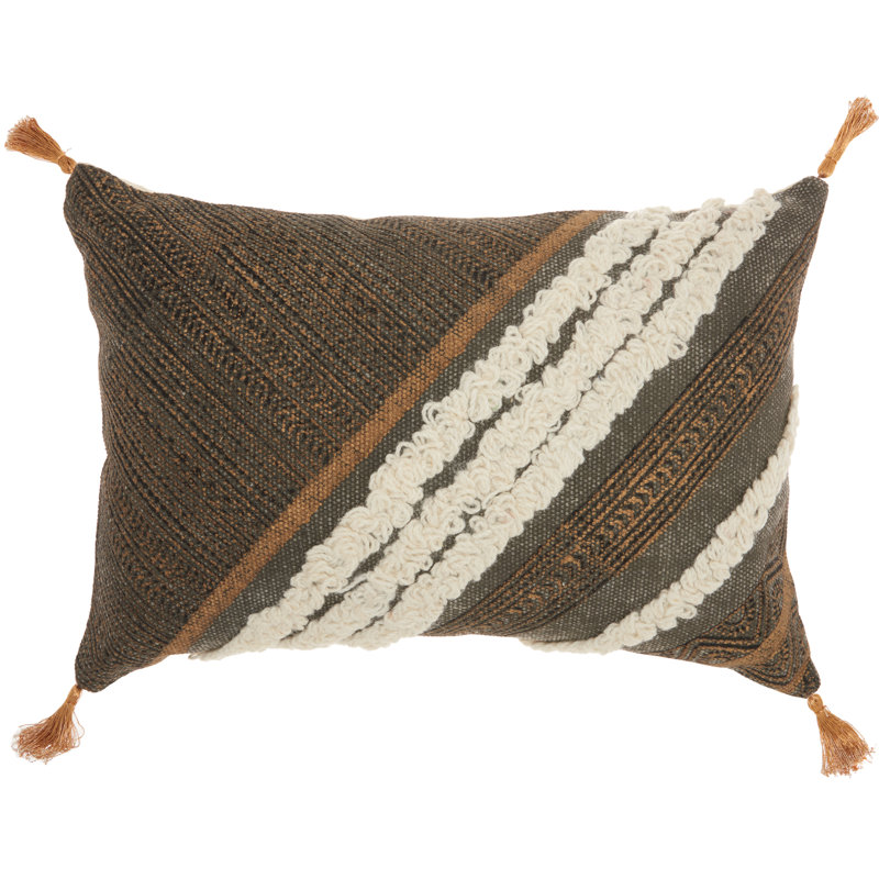  Housse de coussin rectangulaire et insert, Marron, 16 po x 24 po