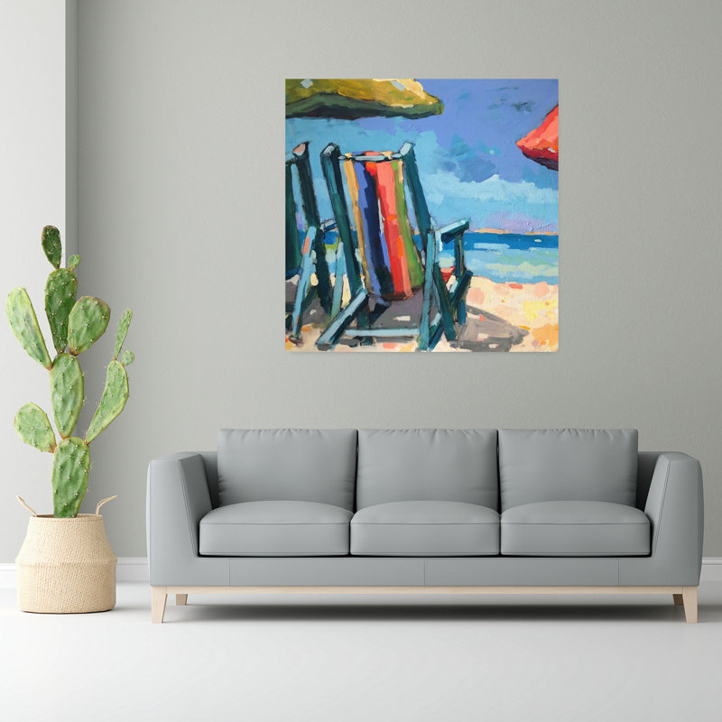 «Beach Time», art côtier abstrait, H 48 po x l 48 po