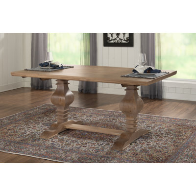 Lochlan Pine Rectangular Solid Wood Top with Solid Wood Base Dining Table