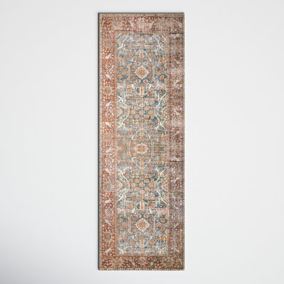 Pratt Oriental Area Rug in Ocean/Rust